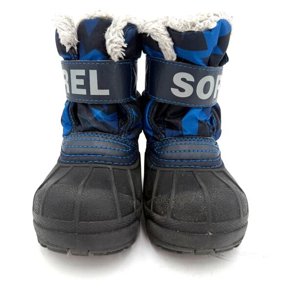 Sorel Kids Snow Commander Black & Blue Snow Boots Size 6 - Picture 3 of 7